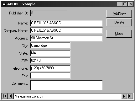 The ADO Data Control Example