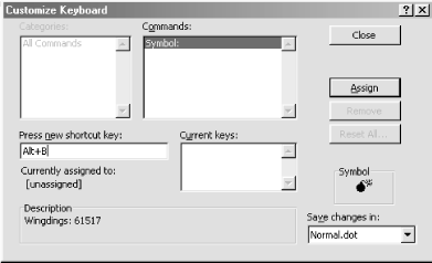 Assigning a keyboard shortcut