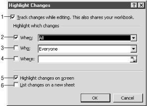 Highlight Changes dialog