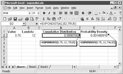 Use EXPONDIST to find the exponential distribution