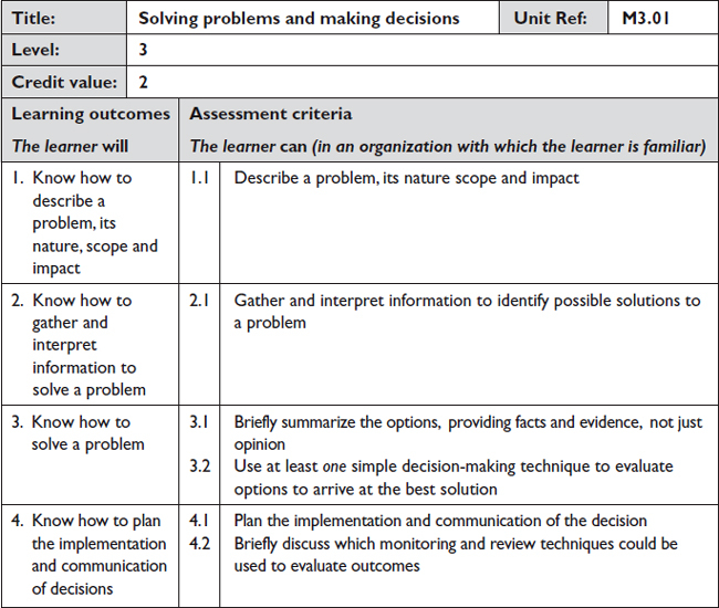 Unit specification - Solving Problems and Making Decisions, 5th Edition ...