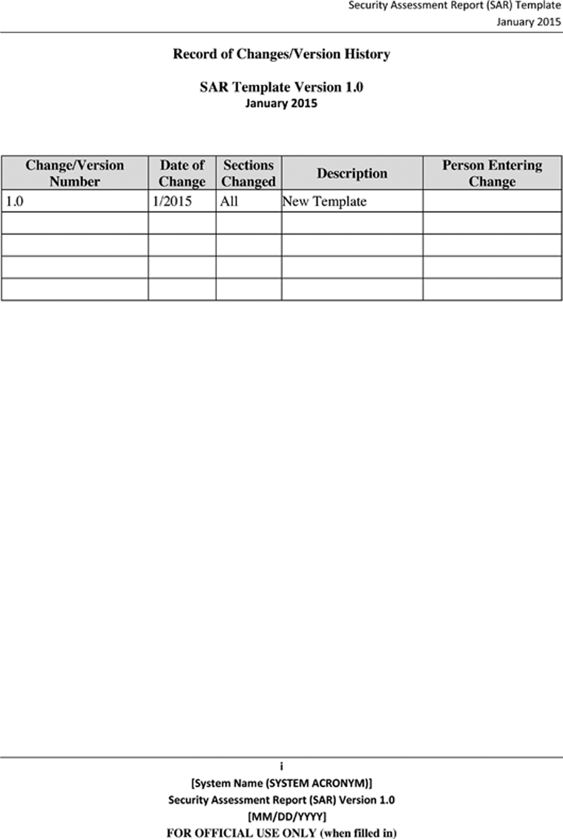 Appendix C Templates for Testing and Evaluation Reports Security