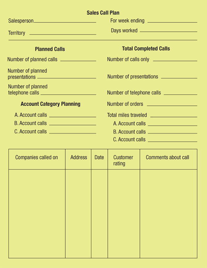 Sales Call Plans - Selling Today: Partnering to Create Value, 14/e [Book]