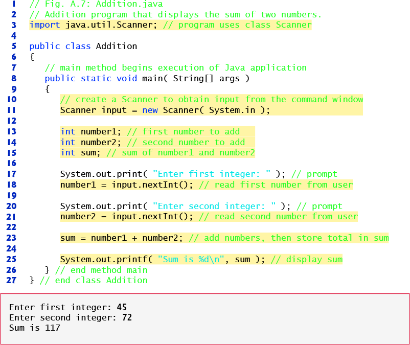 Computer code and output. The code has 27 lines.