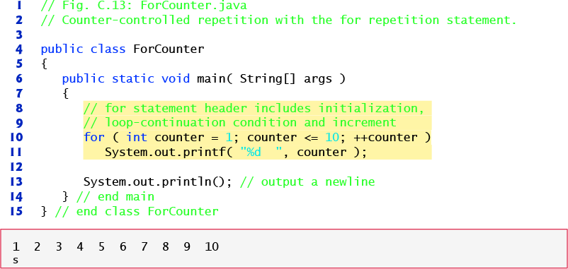 Computer code has 15 lines plus output.