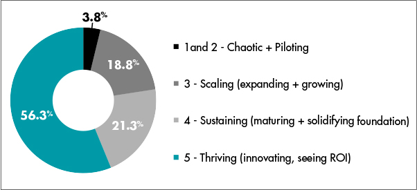 A circle graph represents content professionals reporting aspirations to mature their content operations.