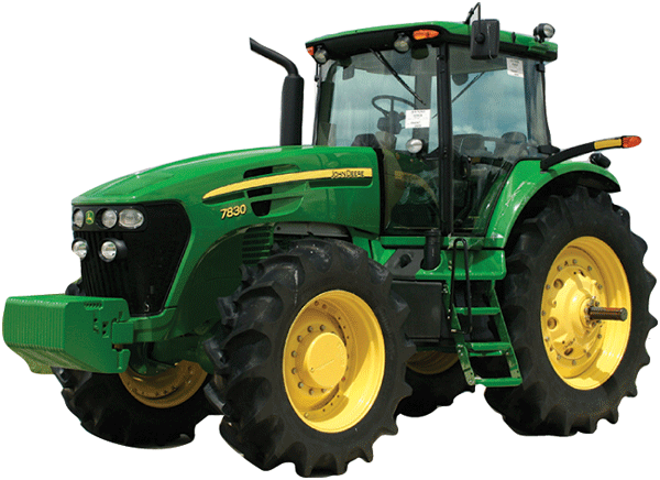 Photo of John Deere’s green-and-yellow tractor.