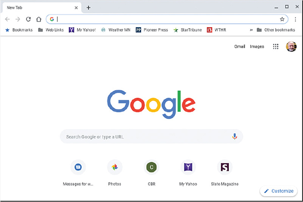 A screenshot shows the homepage of Google Chrome browser.