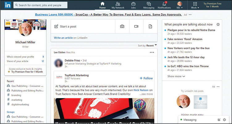 A screenshot shows the profile page of Michael Miller on LinkedIn.