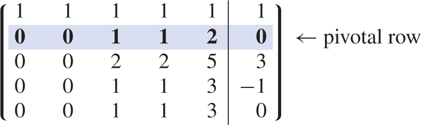 A 5 by 6 augmented matrix.