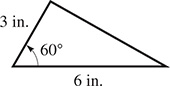 A triangle with sides of 3 inches and 6 inches, and an angle of 60 degrees between them.