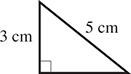 A right triangle with a leg of 3 centimeters adjacent to the right angle, and a hypotenuse of 5 centimeters opposite the right angle.