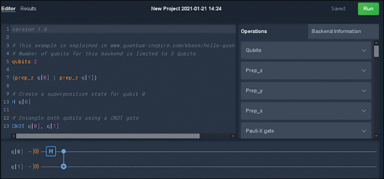 The screenshot of the quantum inspire editor is shown.