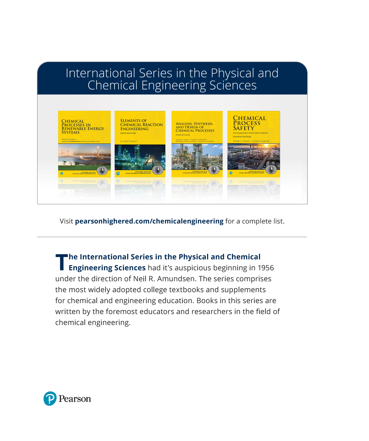 A page from the book provides information regarding the international series in the physical and chemical engineering sciences.