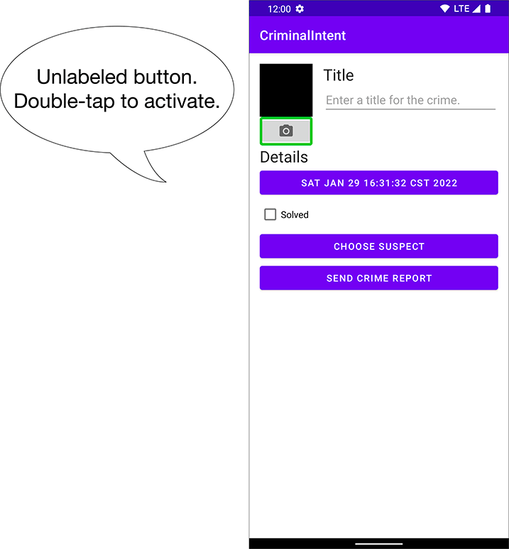 Image capture button selected