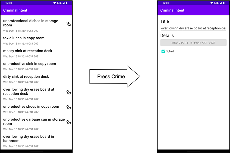 Swapping CrimeListFragment for CrimeDetailFragment