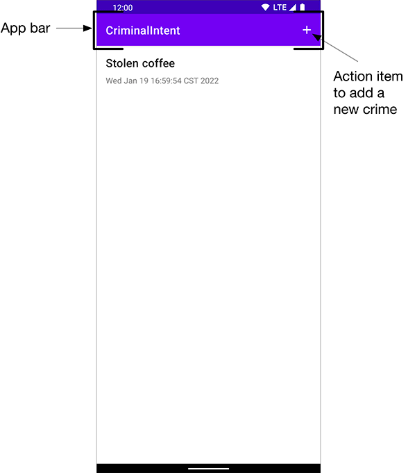 CriminalIntent’s app bar