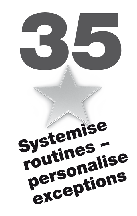 35 Systemise routines – personalise exceptions