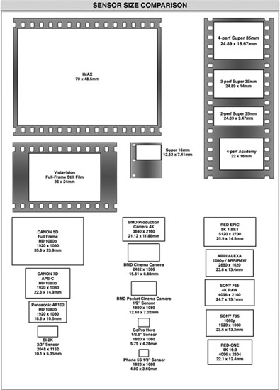 FIGURE 10.1 Sensor size comparison
