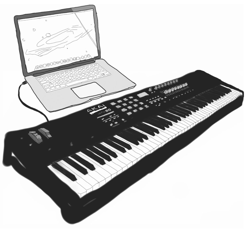 Figure 4.1 AKAI 88 and Laptop