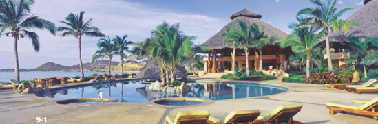 Try to sum up what's unique about a location. In this image of a Baja resort, it's the curving stretch of beach from the pool (105mm, ISO 100, center-weighted neutral-density filter, f/22.5 at 1/8 second).