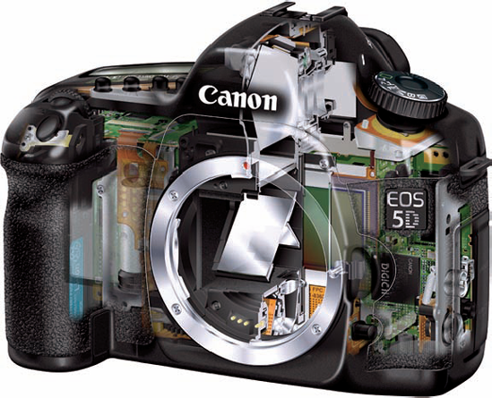 look inside the Canon EOS 5D.