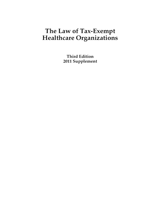 Title Page - The Law Of Tax-Exempt Healthcare Organizations, 3rd ...