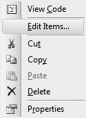 Edit Items... menu item