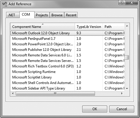 Microsoft Outlook 12.0 Object Library reference