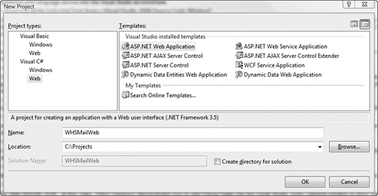 Creating the ASP.NET web application