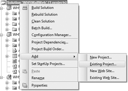 Adding existing projects