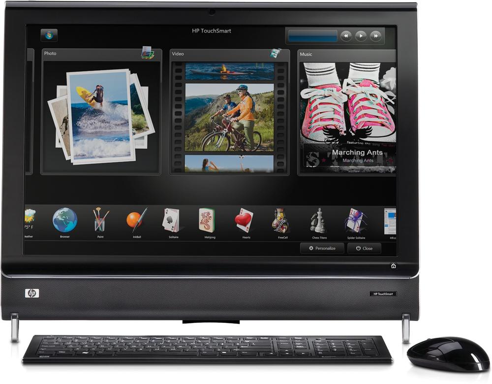 The HP TouchSmart IQ500 Series PC allows users to use the Two Finger Scroll gesture right on the screen. Courtesy Hewlett-Packard.