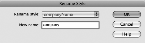 The Rename Style tool is a fast and easy way to change the name of a class style even if you’ve already used the style hundreds of times throughout your site.