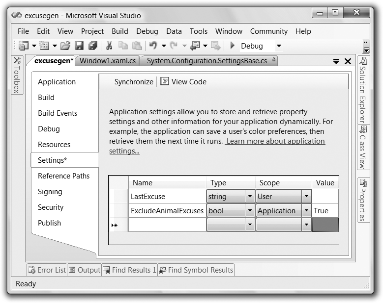 The Settings Designer