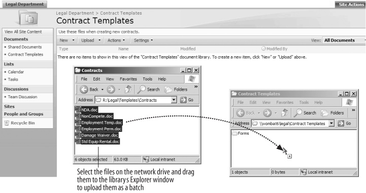 Uploading files from a network drive to a SharePoint library