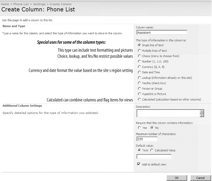 Adding an Assistant column to the Phone List