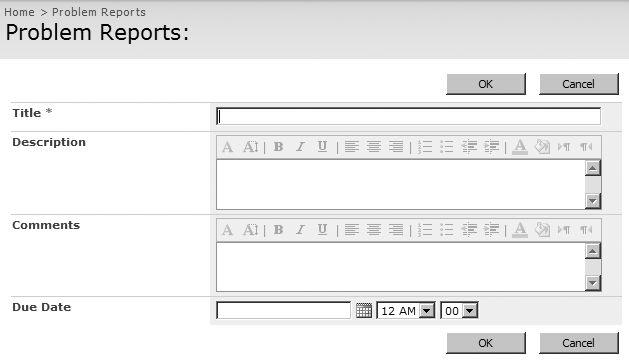 The vastly simplified form for entering Problem Reports