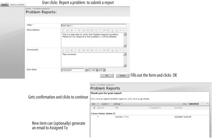 The completed Problem Reports application