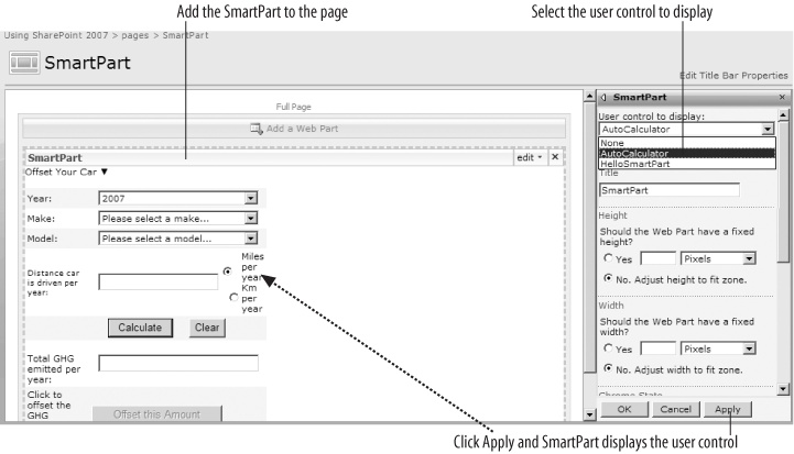 Using the SmartPart to host user controls