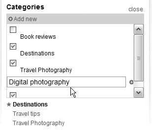 Adding a subcategory in Movable Type