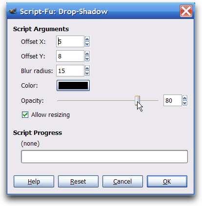 GIMP Script-Fu Drop Shadow process