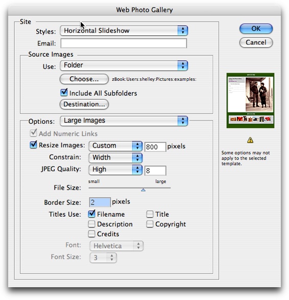 Photoshop's Web Photo Gallery dialog