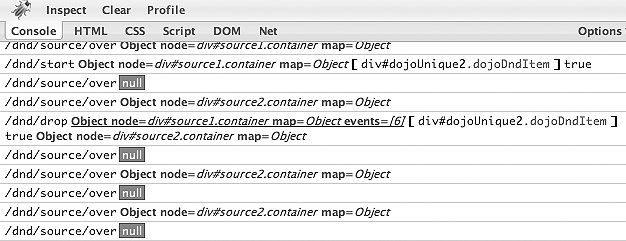 Firebug is great for learning the ropes of drag-and-drop