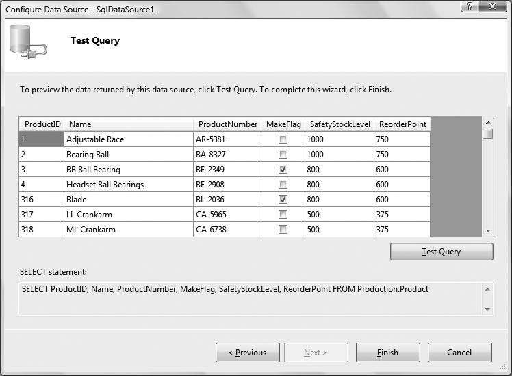 When you test the SELECT statement this time, you’ll see the results you were looking for.