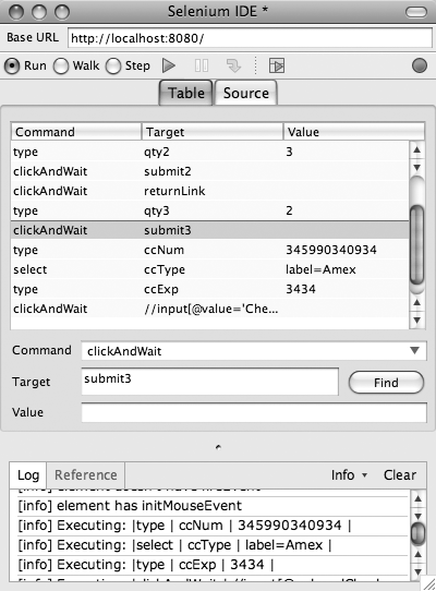 Selenium IDE with a script ready to run