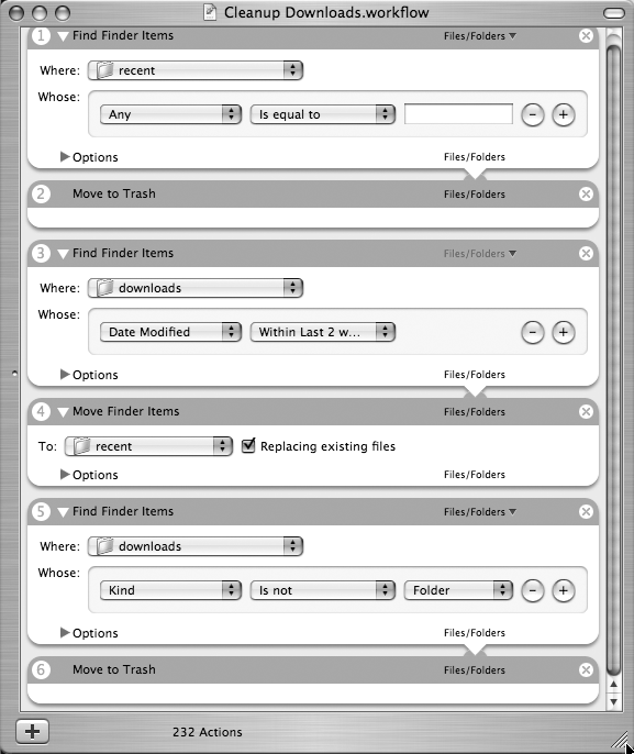 “Delete old downloads” workflow in Mac OS X Automator