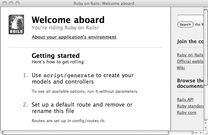 The Rails welcome screen