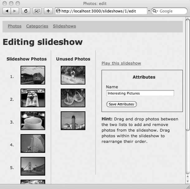 Preview of drag-and-drop slideshow editing