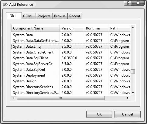 Adding a reference to System.Data.Linq