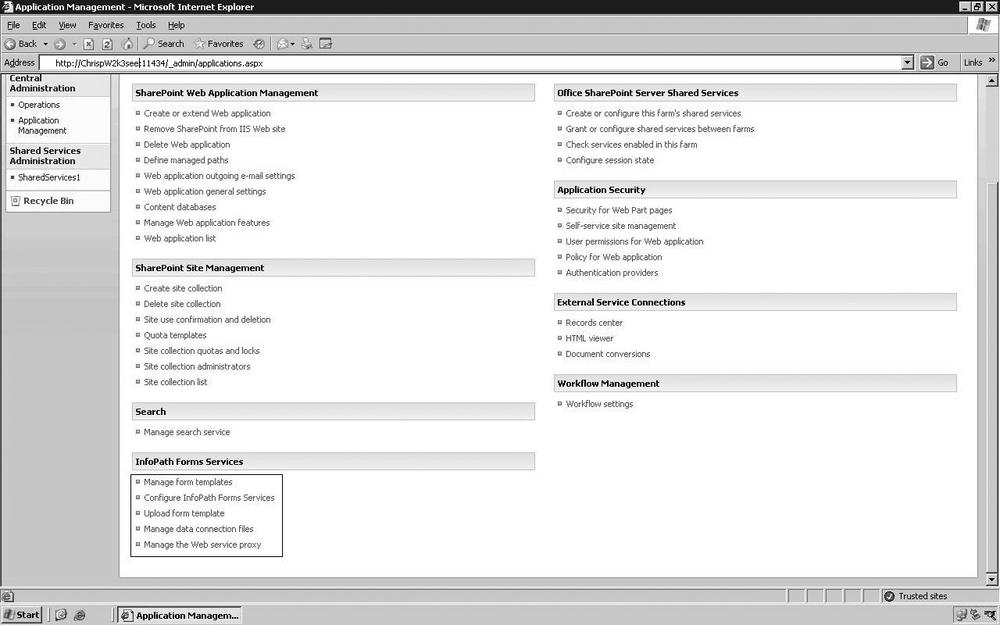 InfoPath Forms Services configuration